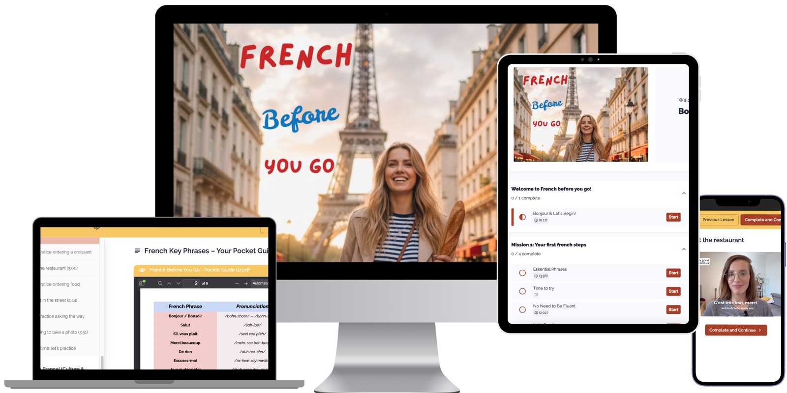 French Before You Go course on multiple devices