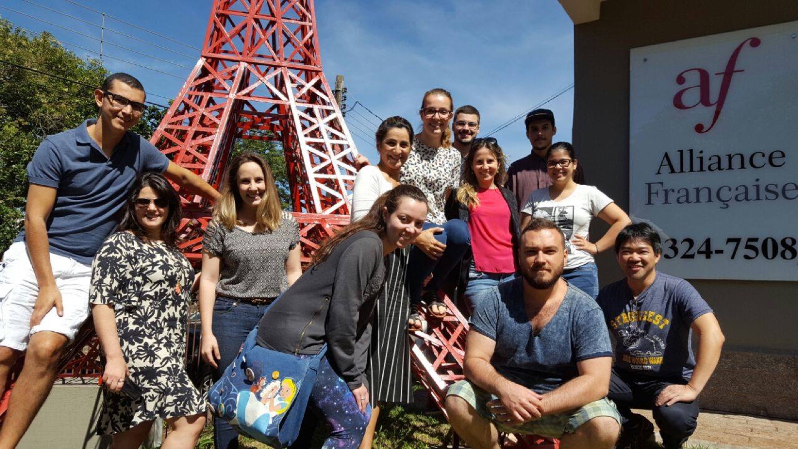Virginie with her French class at the Alliance Française in Brazil